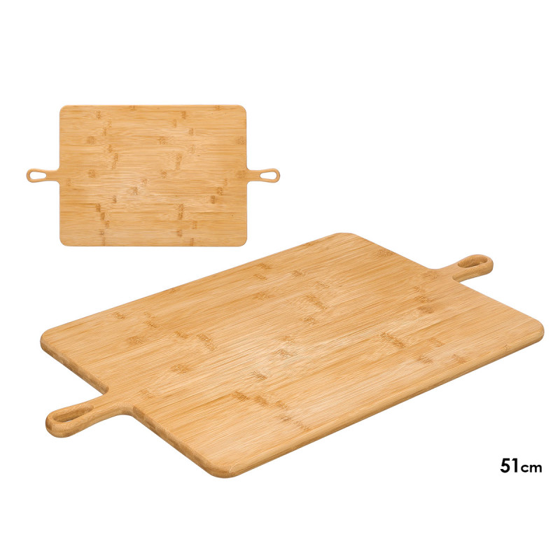 TAVOLA SERVIRE 2 MANIGLIE BAMBU QUADRATA