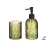 SET 2 DOSIFICADOR VASO 410ML BAÑO VERDE DIAMANTE
