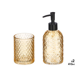 SET 2 DOSIFICADOR VASO 410ML BAÑO AMBAR DIAMANT