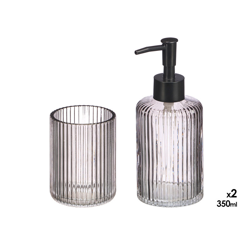 SET 2 DISTRIBUTEUR VERRE 350ML SALLE BAIN GRIS