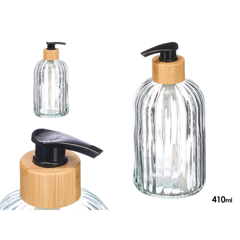 DISPENSADOR TRANSPARENTE BAMBU 410ML