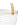 WHITE ROUND BASKET BAMBOO HANDLE