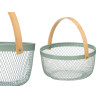 GREEN ROUND BASKET BAMBOO HANDLE