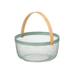 CESTA REDONDA VERDE ASA BAMBU