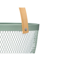 GREEN ROUND BASKET BAMBOO HANDLE