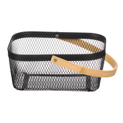 CESTA RETANGULAR PRETA ASA BAMBU