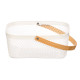 PANIER RECTANGULAIRE BLANC POIGNÉE BAMBOU