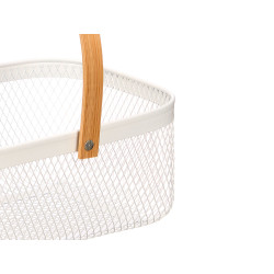 CESTINO RETTANGOLARE BIANCO MANICO BAMBU
