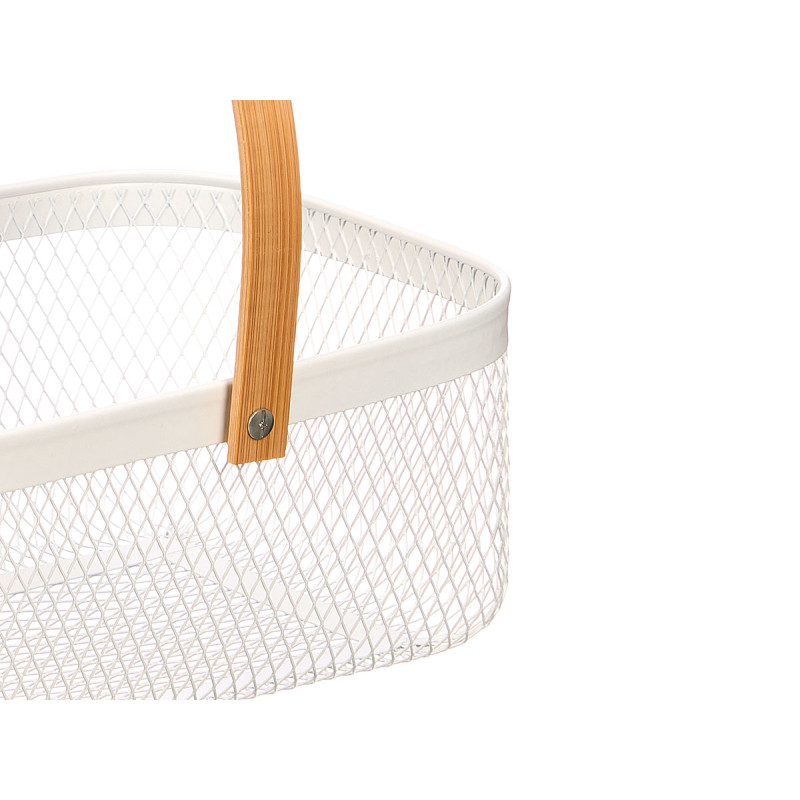 CESTA RECTANGULAR BLANCO ASA BAMBU