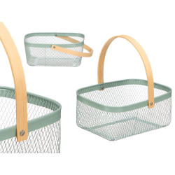 CESTA RETANGULAR VERDE ASA BAMBU