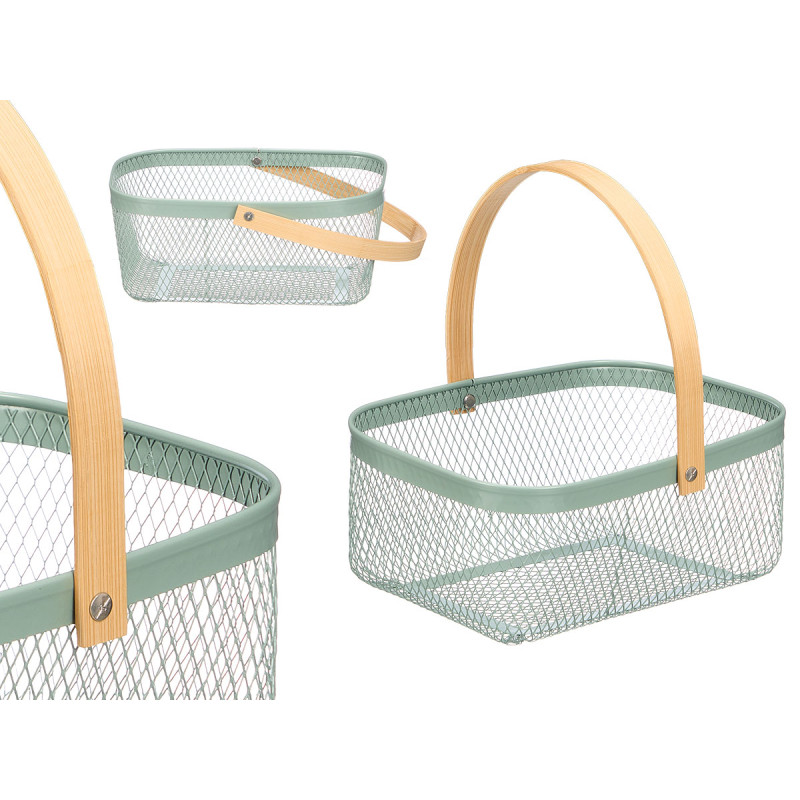 CESTA RETANGULAR VERDE ASA BAMBU