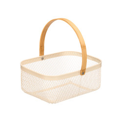 CESTA RECTANGULAR BEIGE ASA BAMBU