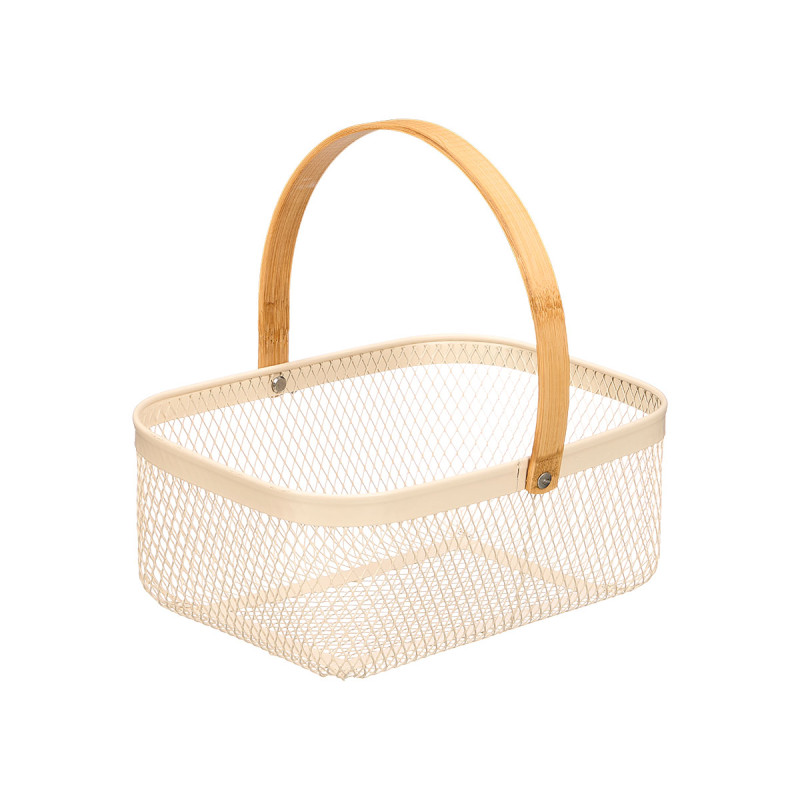 CESTINO RETTANGOLARE BEIGE MANICO BAMBU