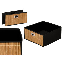 BLACK SQUARE BAMBOO STORAGE BASKET