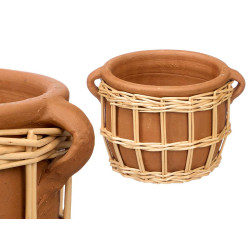CLAY WICKER VASE WITH HANDLES