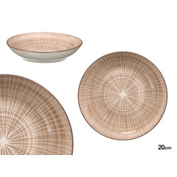 PIATTO FONDO RIGHE MARRONE 20CM