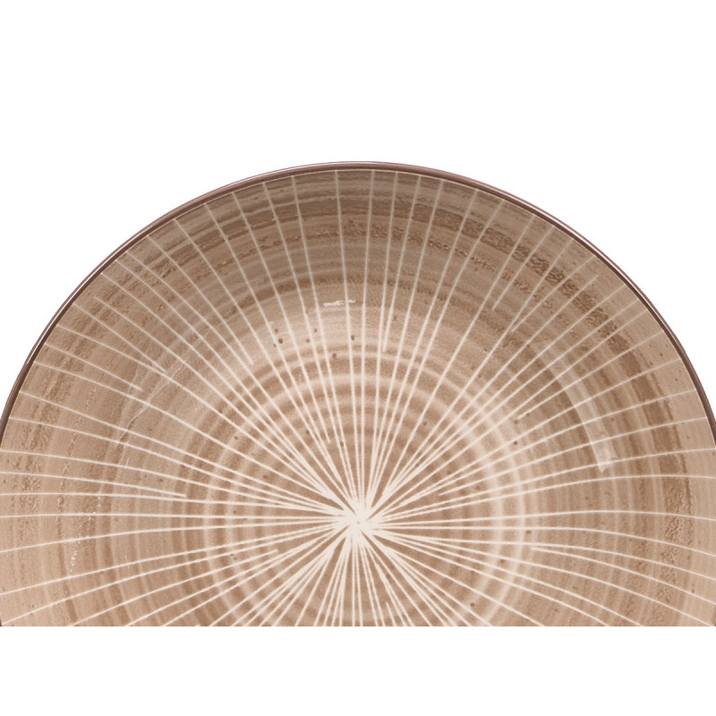 PIATTO FONDO RIGHE MARRONE 20CM