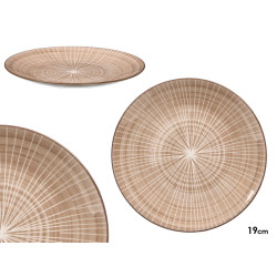 PLATO POSTRE RAYAS MARRON 19CM
