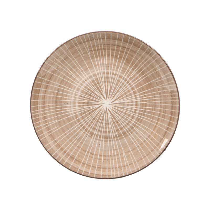 SIDE PLATE STRIPED BROWN 19CM