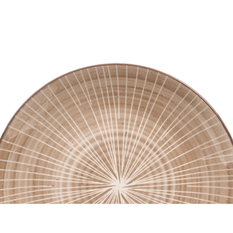 SIDE PLATE STRIPED BROWN 19CM