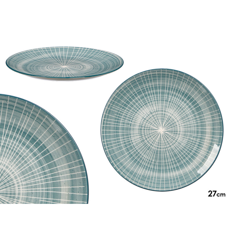PLATO LLANO RAYAS AZUL 27CM