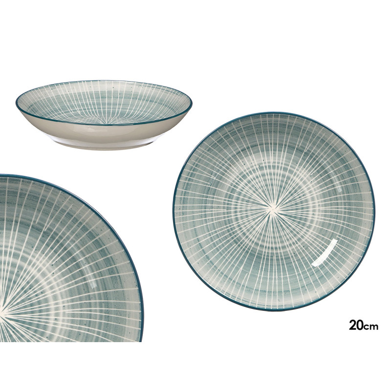 ASSIETTE CREUSE RAYURES BLEUES 20CM