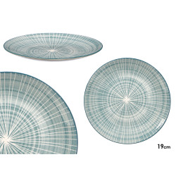 PLATO POSTRE RAYAS AZUL 19CM