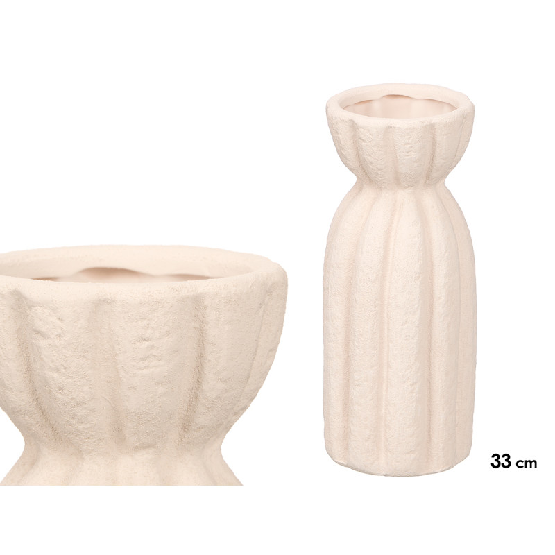 VASO A RIGHE LARGHE BIANCO TERRACOTTA GRD