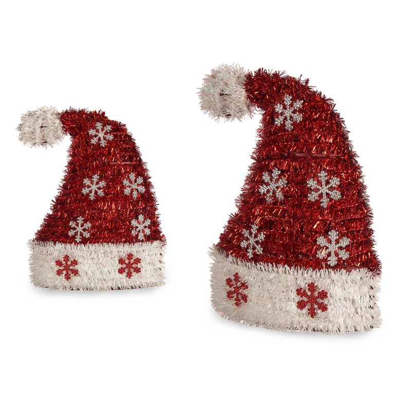 GORRO NATALICIO FLOCOS NEVE VERMELHO E BRANCO 
