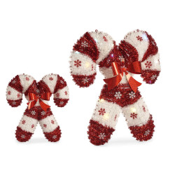 BASTONE DI NATALE ROSSO E BIANCO C LED