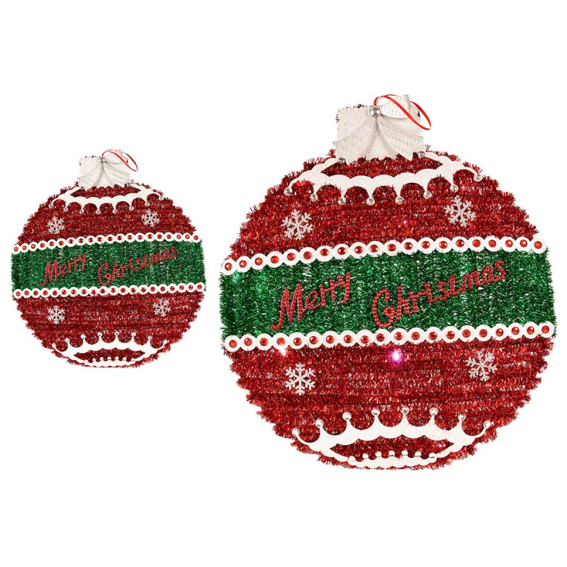 BOULE DE NOEL GUIRLANDE AVEC LED ROUGE ET BLANC