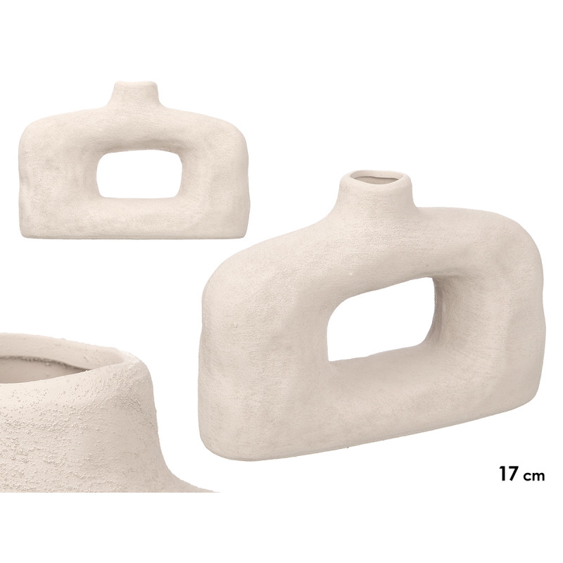 JARRON MODERNO AGUJERO BLANCO TERRACOTA PEQ