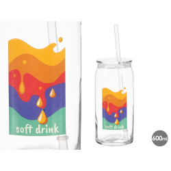 VASO TAPA PAJITA CRISTAL SOFT DRINK 600ML