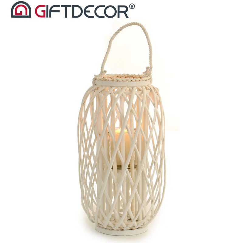 PORTACANDELA VIMINI 52CM BIANCO