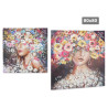 PAINTED CANVAS WOMAN CROWN FLOWERS 80X80CM ASSORT2