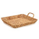 LOW RECTANGULAR STRAW CENTERPIECE DISH W HANDLE