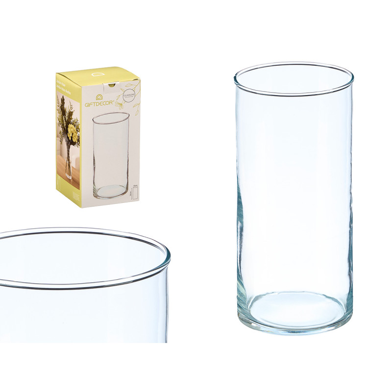 26CM DIAM 12 CM CYLINDER GLASS VASE