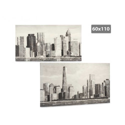 TELA DIPINTA CITTÀ BIANCO E NERO 60X110CM ASSORT.2