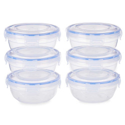 SET 6 PLASTIC ROUND STORAGE CONTAINER 800ML