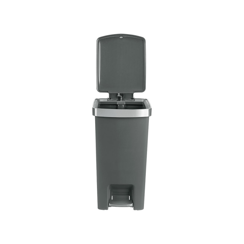 PAPELERA PEDAL RUEDAS GRIS 35L