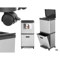 PAPELERA DOBLE 15L ACERO