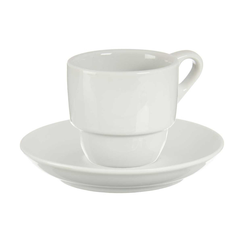 CONJ 6 CHÁVENAS CAFÉ PORCELAN BRANC COM PRAT 200ML