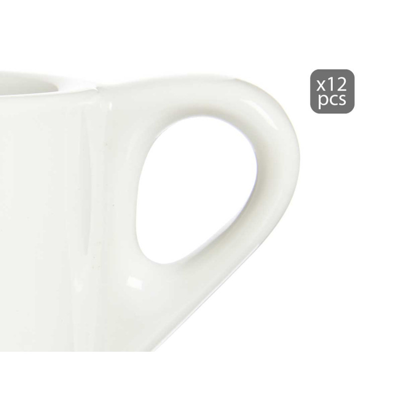 SET 6 200ML WHITE PORCELAIN COFFEE CUPS W PLATE 