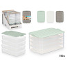 LUNCH BOX WITH LID 4 LEVELS ASSORT 3 COLOURS