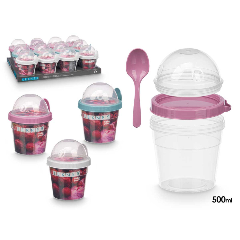 RECIPIENTE PLASTICO CUCHARA 500ML SURT 3 COL