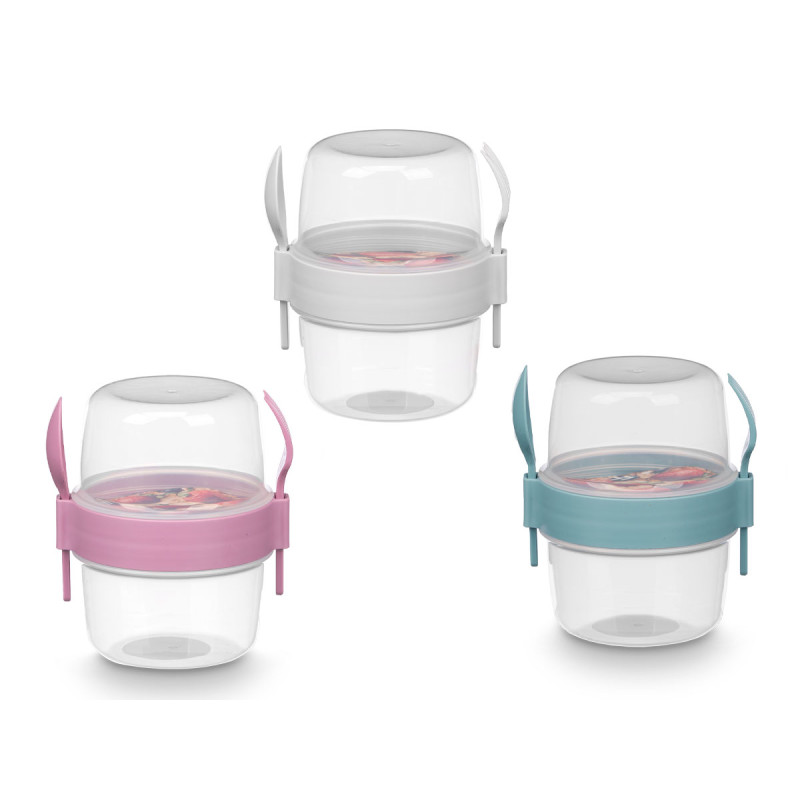 RECIPIENTE PLASTICO CUBIERTOS 800ML SURT 3 COL