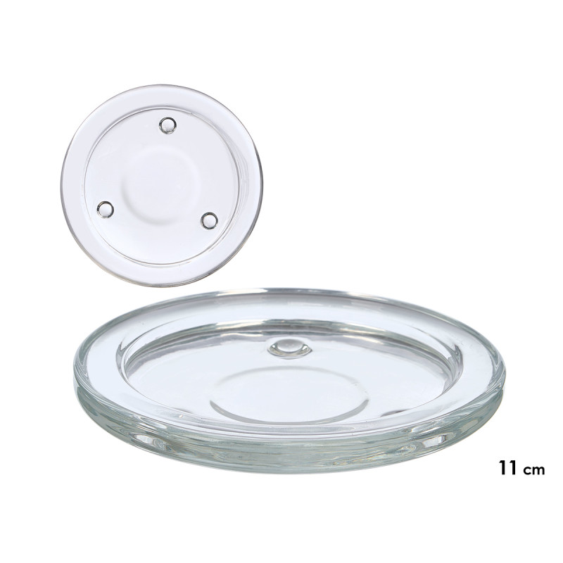 ROUND GLASS CANDLE PLATE DIAM 11 CM