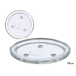 ROUND GLASS CANDLE PLATE DIAM 14 CM