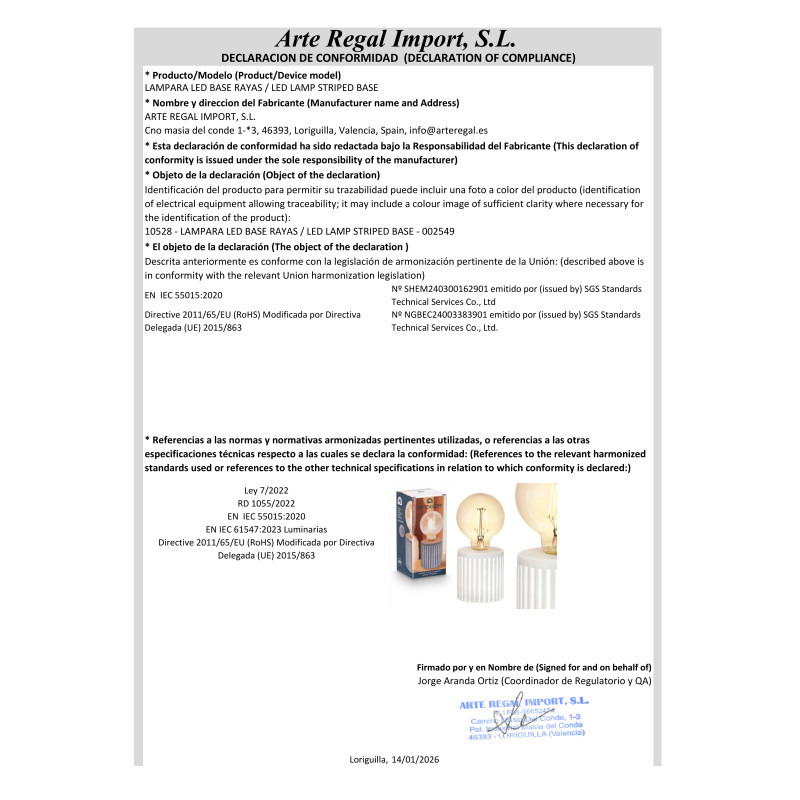 LAMPE LED BASE RAYURES