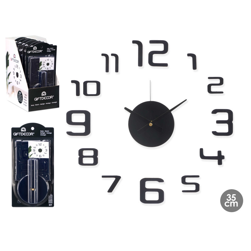 OROLOGIO ADESIVO 35CM NERO LUCIDO